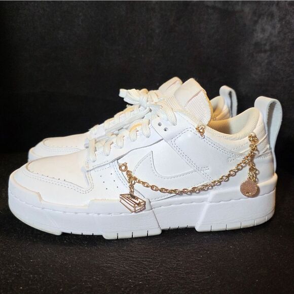 Nike White Women's Shoes with Gold Accents - Picture 1 of 9